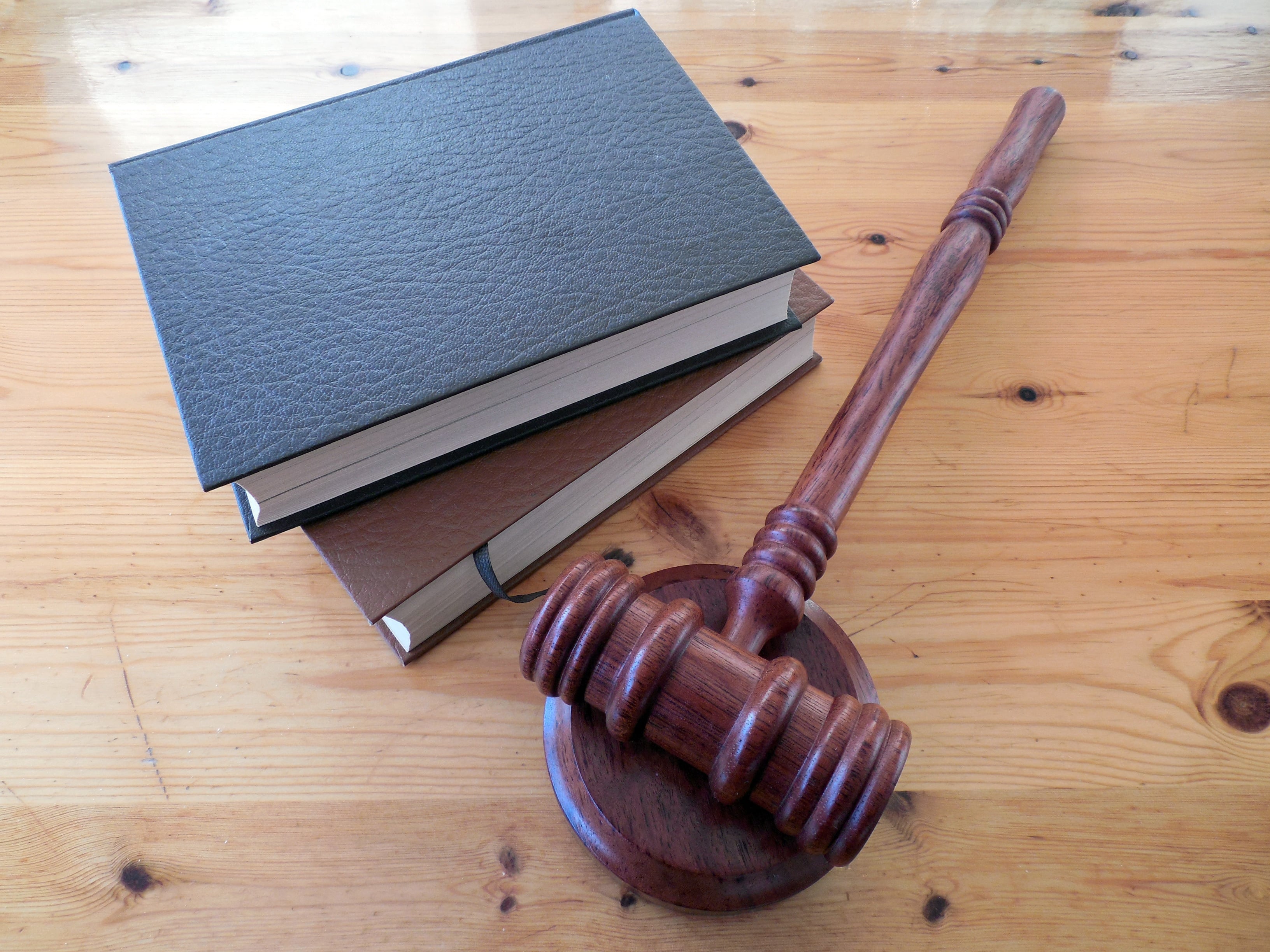 Gavel resting on law books